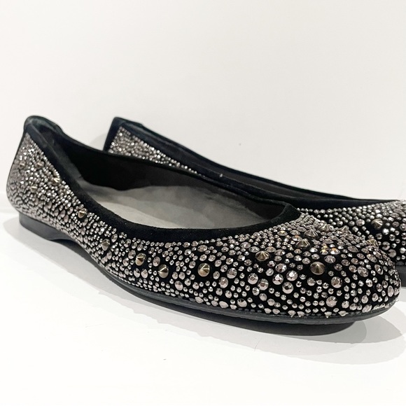 Stuart Weitzman Nubeads Flats Suede Black Studded 7 - Picture 5 of 11